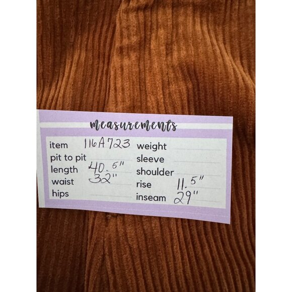 2/$30 ZARA Size 32 Rust Corduroy High Waisted Pants Waist 100% Cotton - Picture 13 of 15